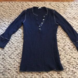 Navy Splendid  3/4 Sleeve Waffle Shirt
